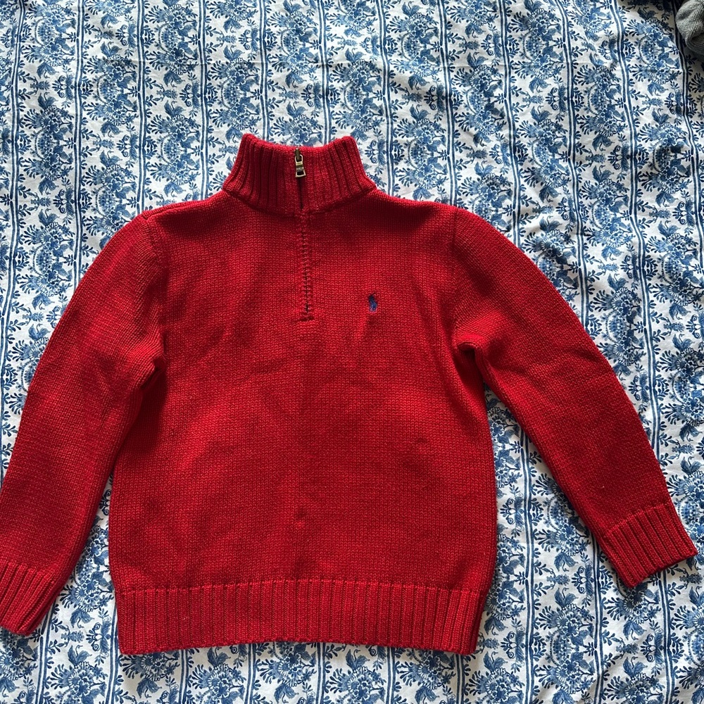 Polo by Ralph Lauren Men's Red Zip-Up Sweater